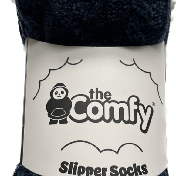 NWT The Comfy Slipper Socks Chenille Knit Sherpa Blue & White Soft Cozy One Size - Picture 2 of 6